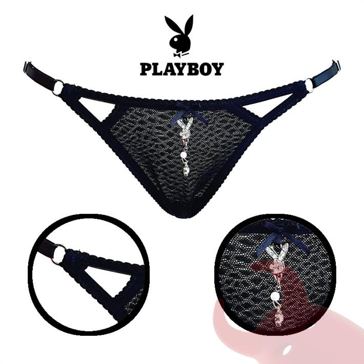  Tanga con transparencias negra Playboy 