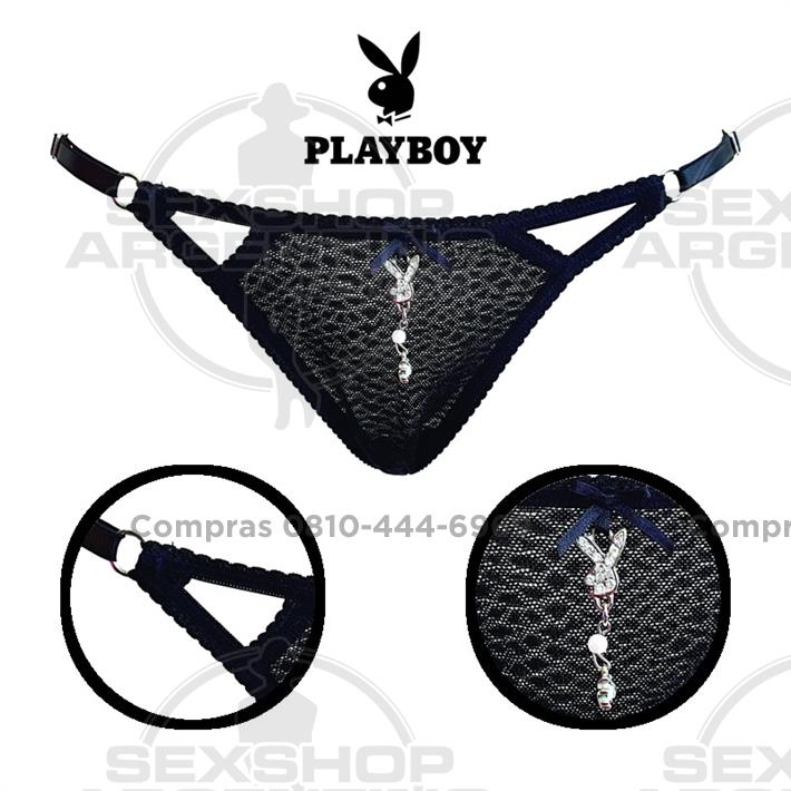  - Tanga con transparencias negra Playboy