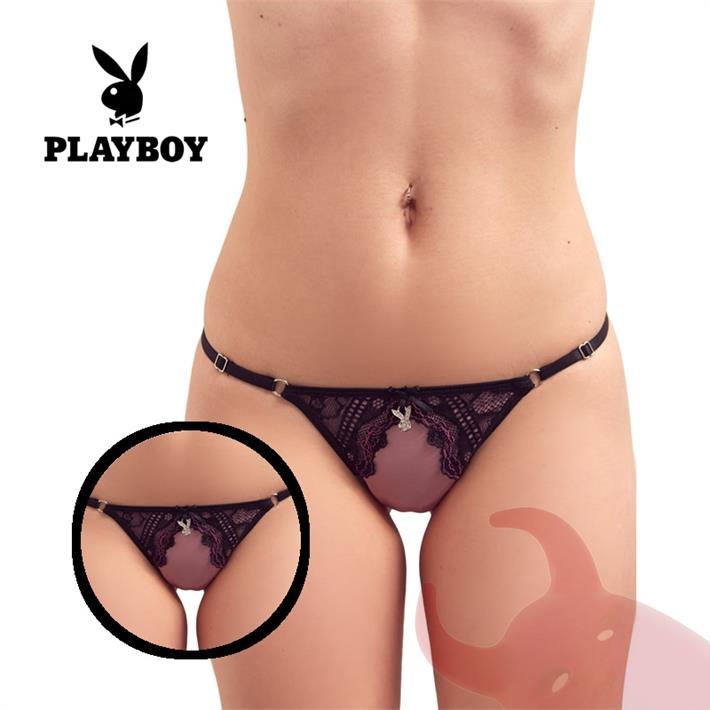  Tanga negra con lila Playboy premium 