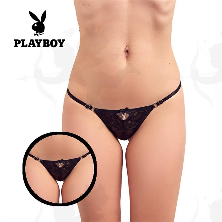 Cód: K2383A-N - Tanga negra con transparencias Playboy - $ 3870