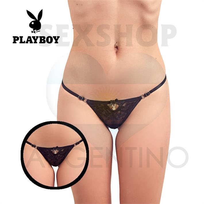 Tanga negra con transparencias Playboy