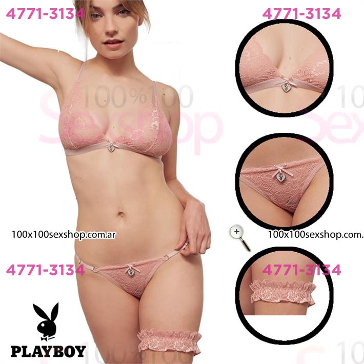 Cód: CA K2390K-RO - Conjunto rosa de cuatro partes playboy premium - $ 28400