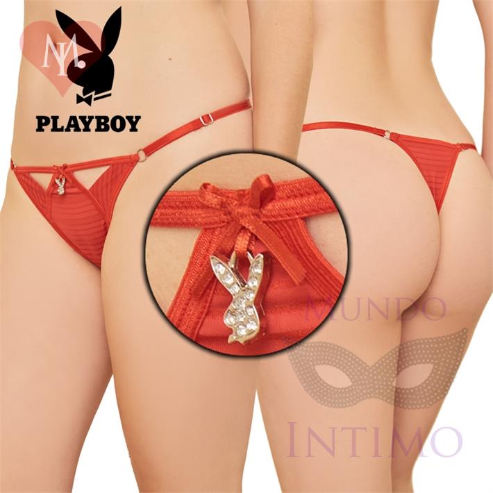 Colaless string de microfibra rayas roja