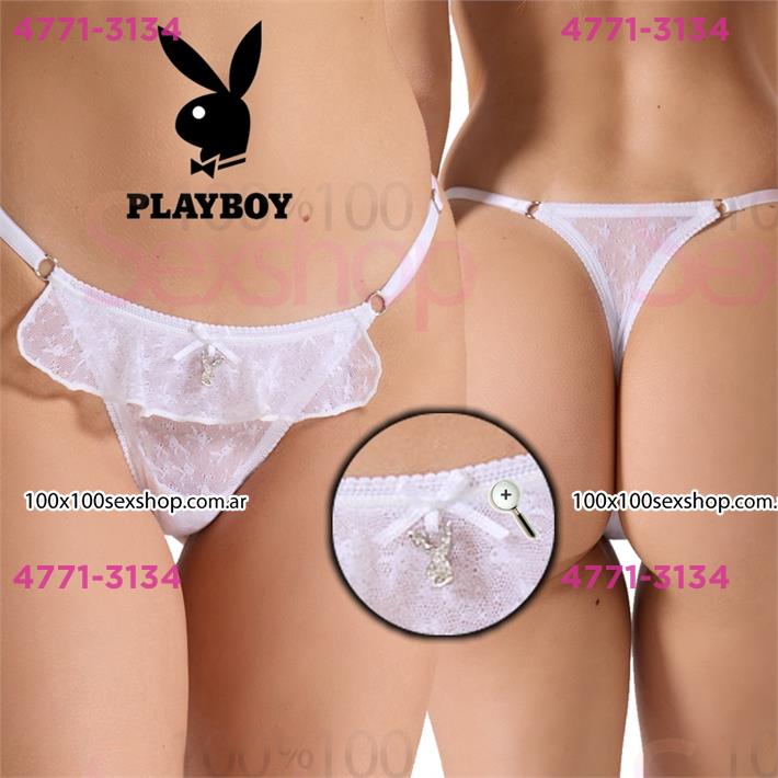 Colaless string de tul labrado blanca