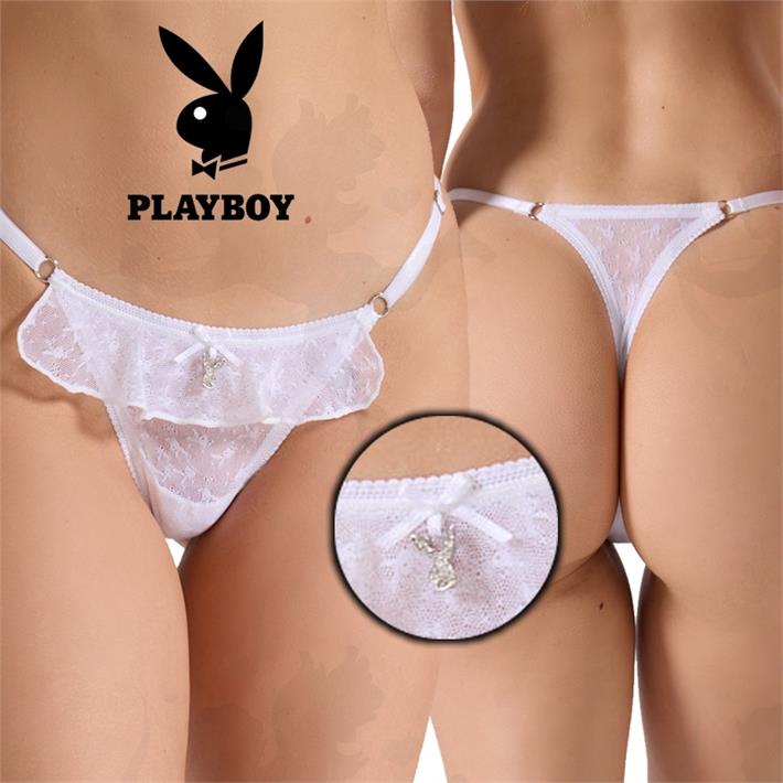 Colaless string de tul labrado blanca
