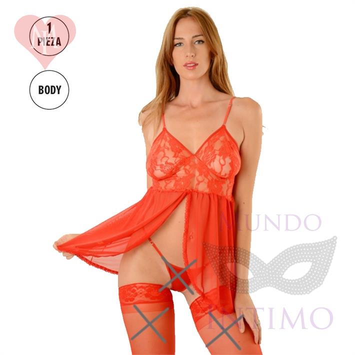 Baby Doll Tul Y Puntilla rojo