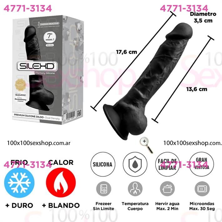 Cód: CA SS-AD-220291 - Dildo Negro Premium Real Skin Model 1 con ventosa de 18 centimetros - $ 49000