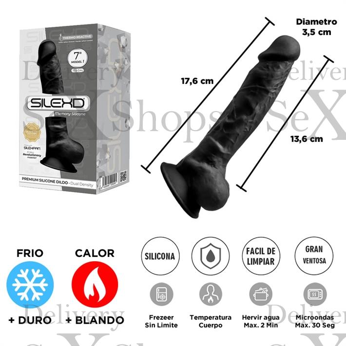  Dildo Negro Premium Real Skin Model 1 con ventosa de 18 centimetros 