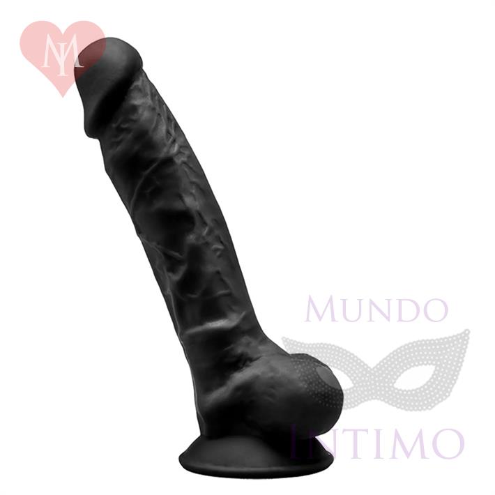 Dildo Negro Premium Real Skin Model 1 con ventosa de 18 centimetros