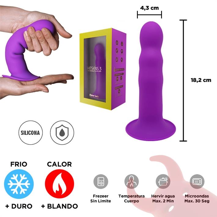 HITSENS 3 - Dildo de Silicona de Doble Densidad (Color Lila)