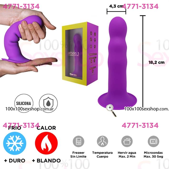 Cód: CA SS-AD-24023 - HITSENS 3 - Dildo de Silicona de Doble Densidad (Color Lila) - $ 50000