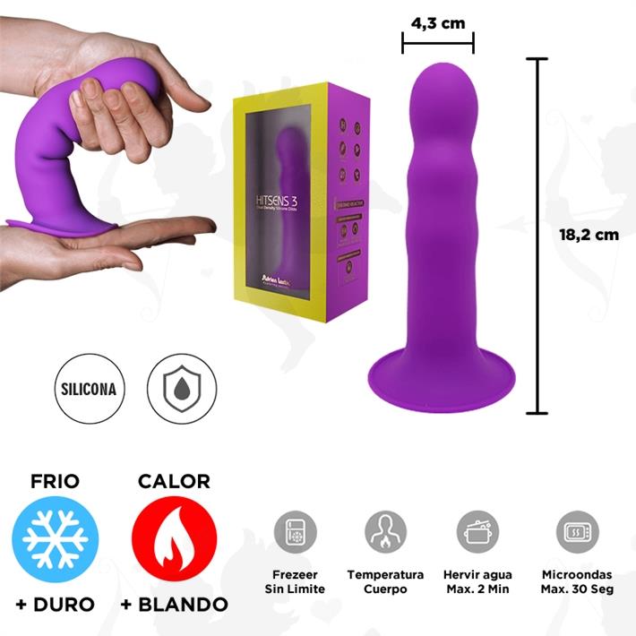 HITSENS 3 - Dildo de Silicona de Doble Densidad (Color Lila)
