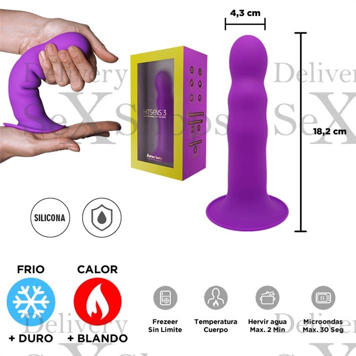  HITSENS 3 - Dildo de Silicona de Doble Densidad (Color Lila) 