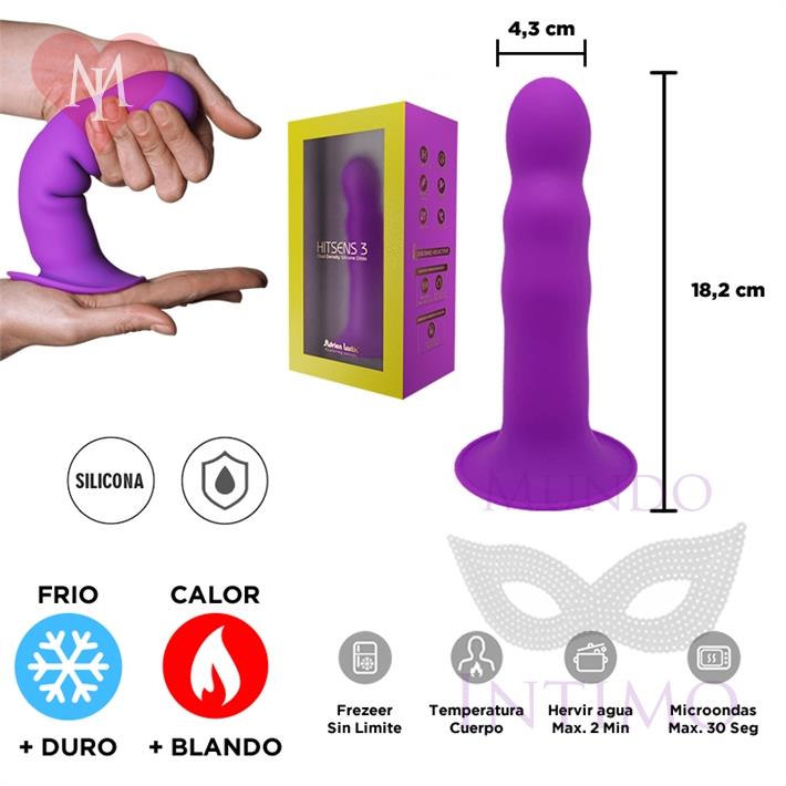  HITSENS 3 - Dildo de Silicona de Doble Densidad (Color Lila) 