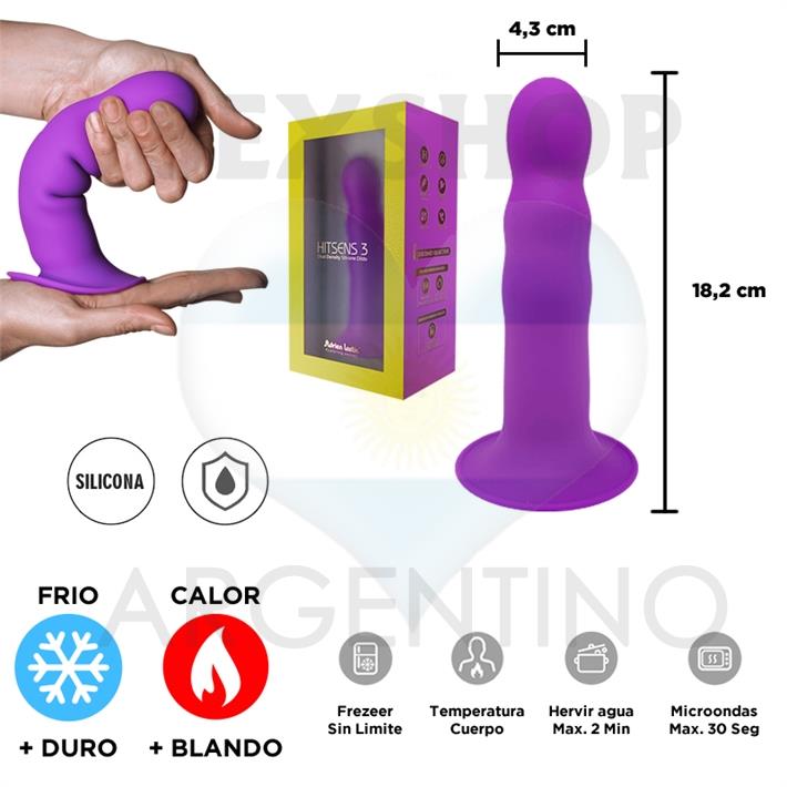 HITSENS 3 - Dildo de Silicona de Doble Densidad (Color Lila)
