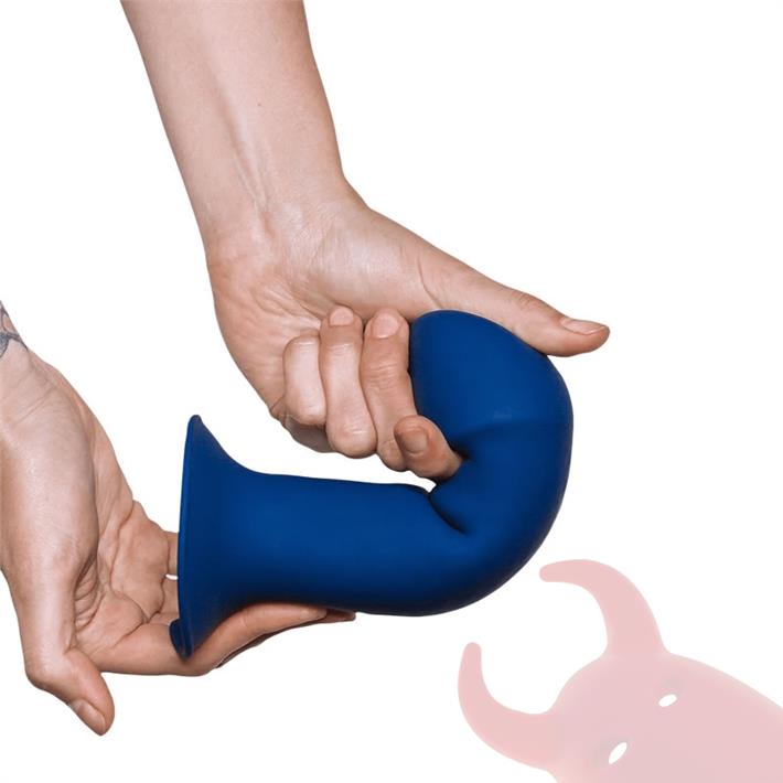 HITSENS 1 - Dildo de Silicona de Doble Densidad (Azul Eléctrico)