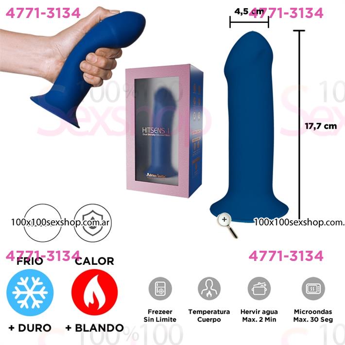 Cód: CA SS-AD-24035 - HITSENS 1 - Dildo de Silicona de Doble Densidad (Azul Eléctrico) - $ 52000
