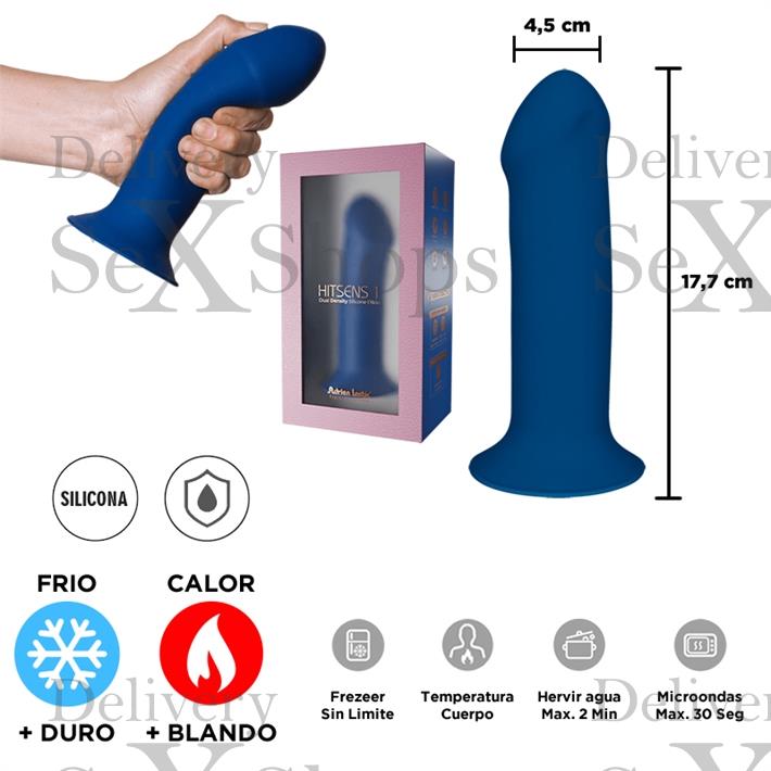  HITSENS 1 - Dildo de Silicona de Doble Densidad (Azul Eléctrico) 