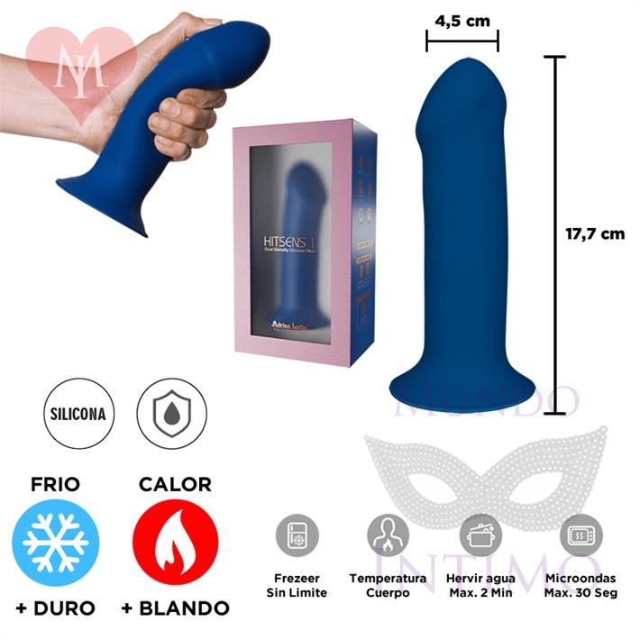  HITSENS 1 - Dildo de Silicona de Doble Densidad (Azul Eléctrico) 