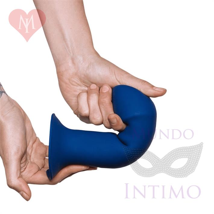 HITSENS 1 - Dildo de Silicona de Doble Densidad (Azul Eléctrico)