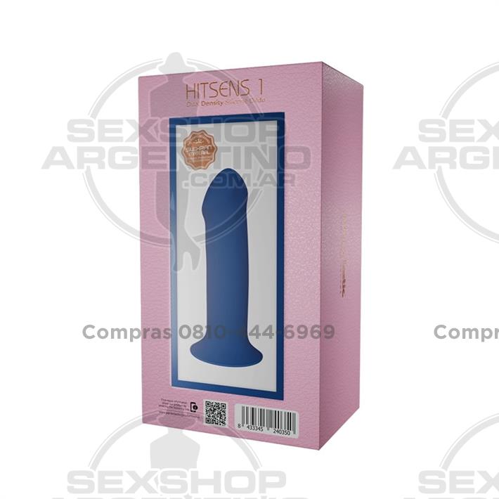 HITSENS 1 - Dildo de Silicona de Doble Densidad (Azul Eléctrico)