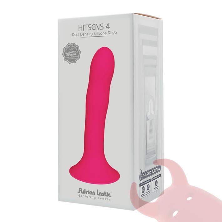HITSENS 4 - Dildo de Silicona de Doble Densidad (Color Rosa Fuerte)