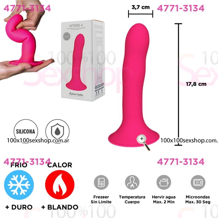 Cód: CA SS-AD-24041 - HITSENS 4 - Dildo de Silicona de Doble Densidad (Color Rosa Fuerte) - $ 52000