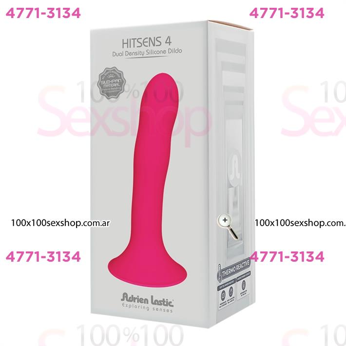 HITSENS 4 - Dildo de Silicona de Doble Densidad (Color Rosa Fuerte)