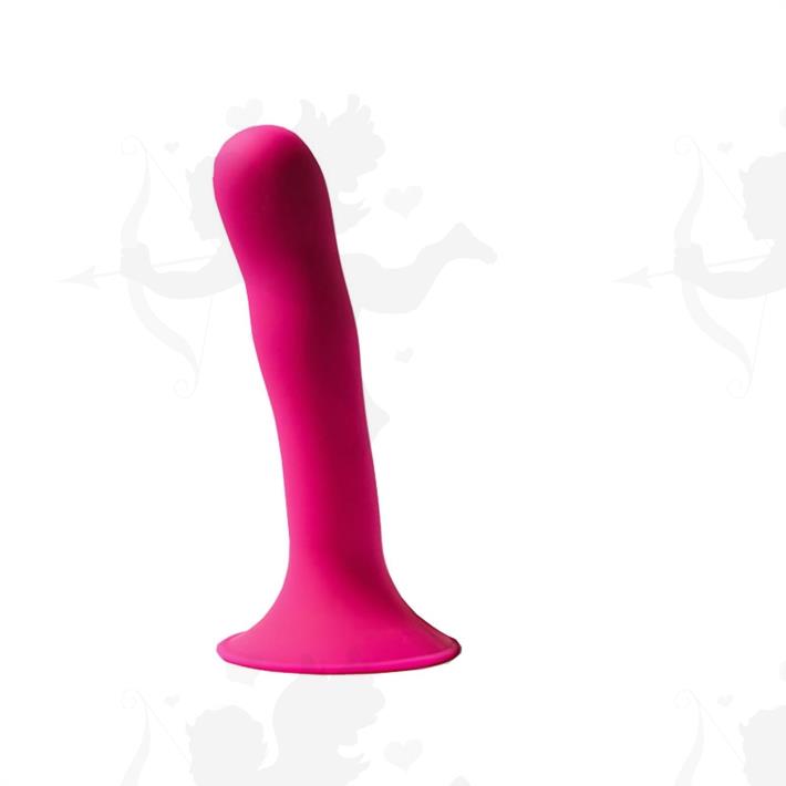 HITSENS 4 - Dildo de Silicona de Doble Densidad (Color Rosa Fuerte)