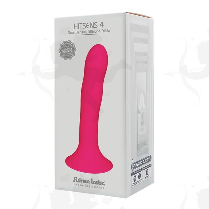HITSENS 4 - Dildo de Silicona de Doble Densidad (Color Rosa Fuerte)