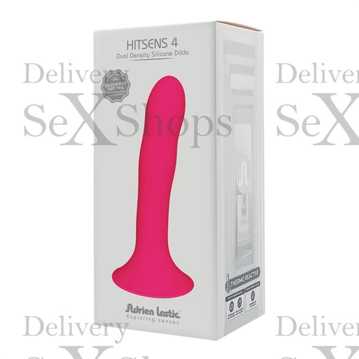 HITSENS 4 - Dildo de Silicona de Doble Densidad (Color Rosa Fuerte)
