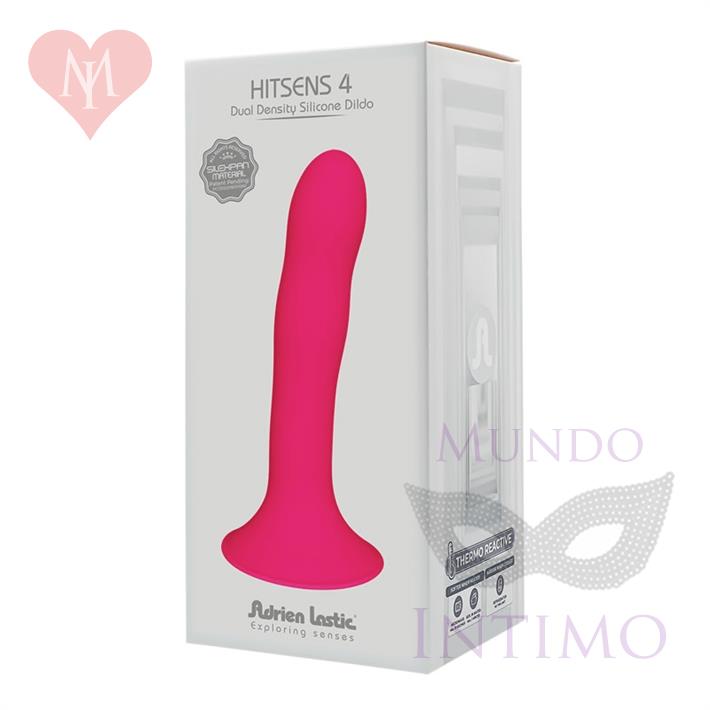 HITSENS 4 - Dildo de Silicona de Doble Densidad (Color Rosa Fuerte)