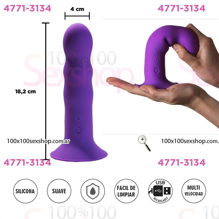 Cód: CA SS-AD-24523 - Dildo flexible violeta con sopapa y vibracion - $ 48700