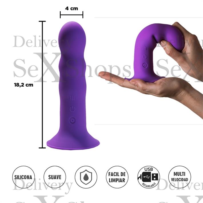  Dildo flexible violeta con sopapa y vibracion 