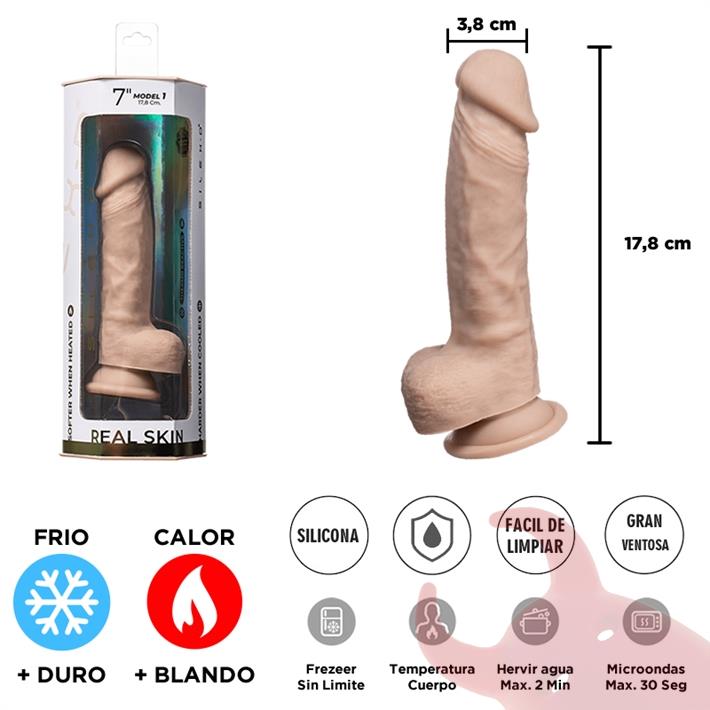 Real Skin Model 1 - Dildo con funcion Termoreactiva de Silicona Líquida de 18 cm