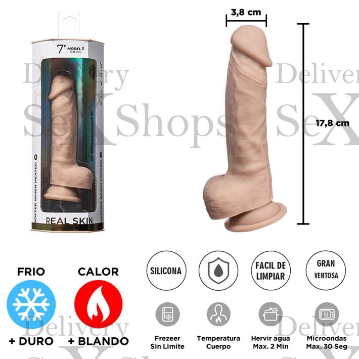  Real Skin Model 1 - Dildo con funcion Termoreactiva de Silicona Líquida de 18 cm 