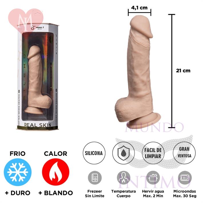  Real Skin Model 1 - Dildo Termoreactivo de Silicona de 20 cm 