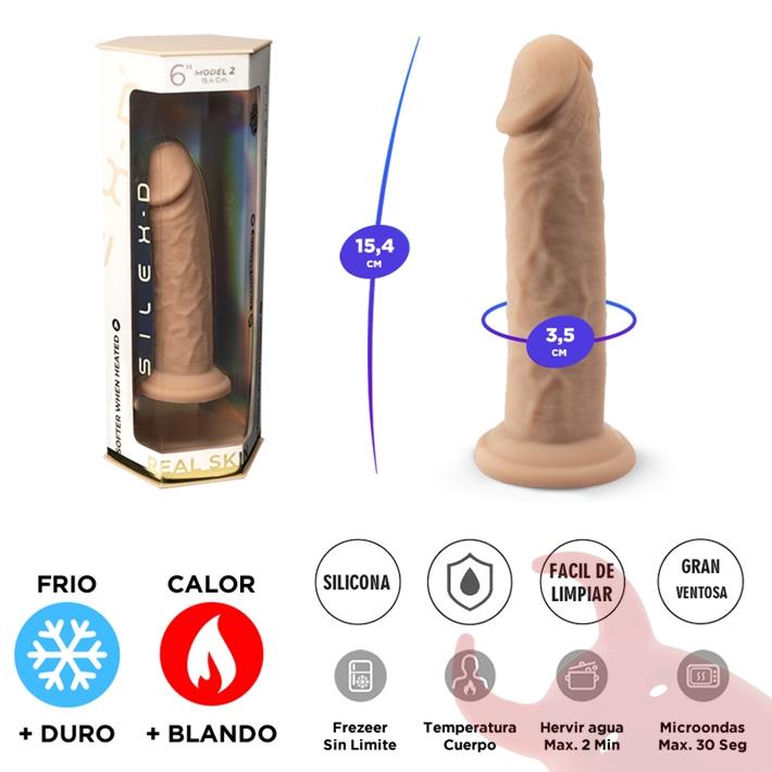 Real Skin Model 2 - Dildo Termorreactivo de Silicona Líquida de 15 cm
