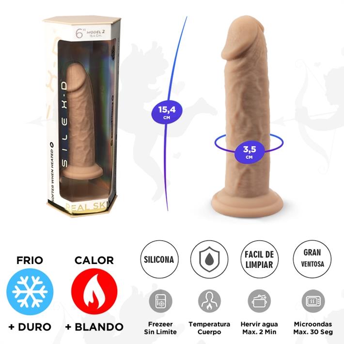 Real Skin Model 2 - Dildo Termorreactivo de Silicona Líquida de 15 cm