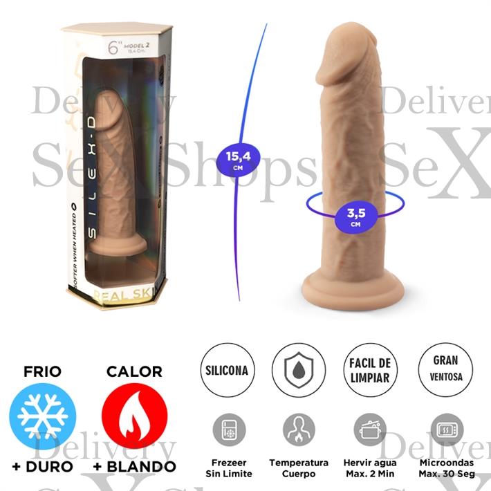 Real Skin Model 2 - Dildo Termorreactivo de Silicona Líquida de 15 cm 