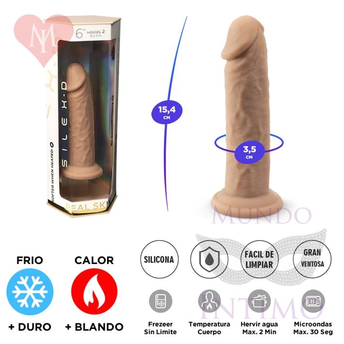  Real Skin Model 2 - Dildo Termorreactivo de Silicona Líquida de 15 cm 
