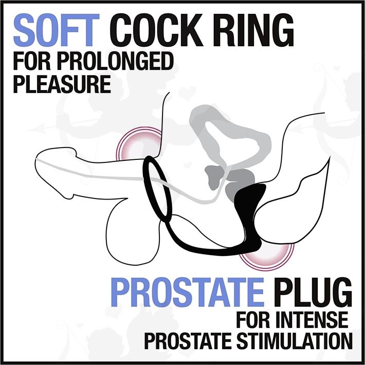 Estimulador de prostata con anillo peneano para retrasar la eyaculacion