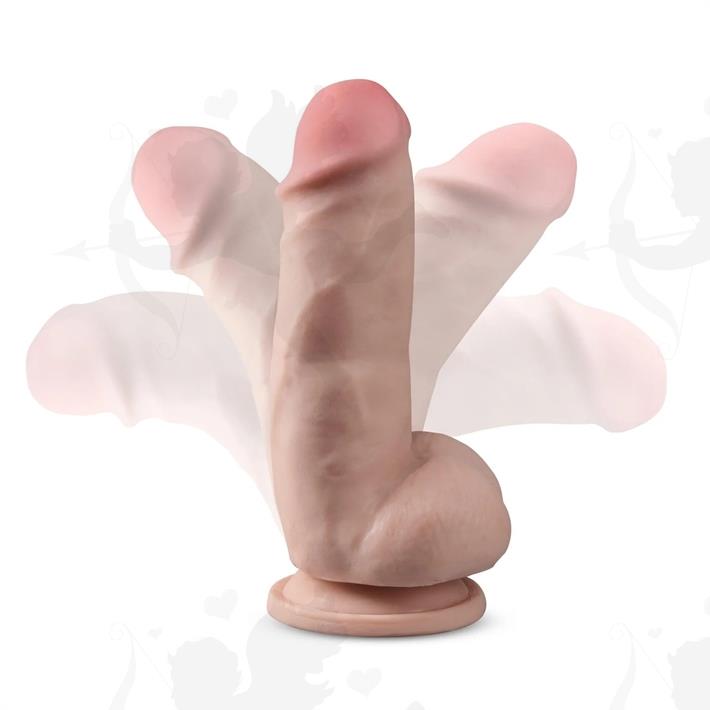 Dildo de 18 centimetros simil piel con sopapa y testiculos 