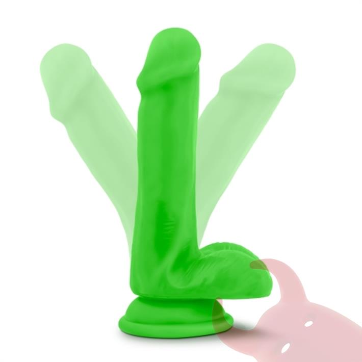 Dildo 6 verde con base de sopapa y testiculos