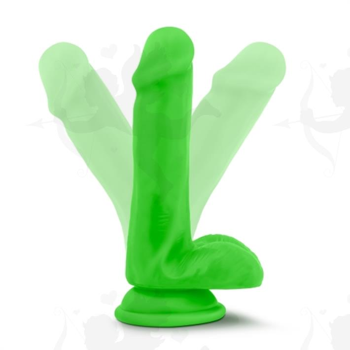 Dildo 6 verde con base de sopapa y testiculos