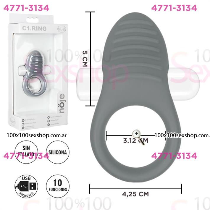 Cód: CA SS-BL-91205 - Anillo estimulador de clitoris con vibracion y carga USB - $ 51900