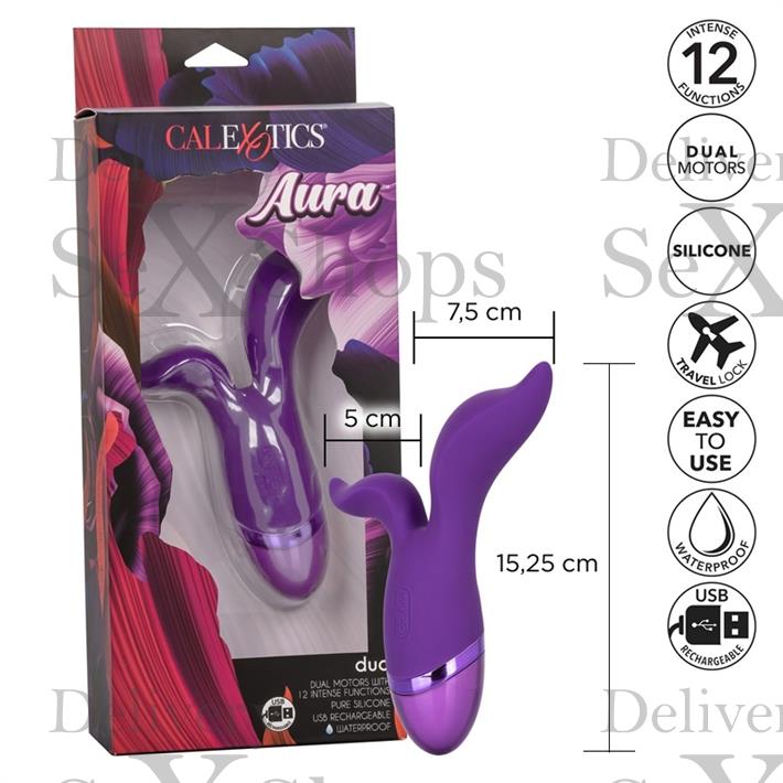  Vibrador con 2 motores y carga USB Aura Duo 