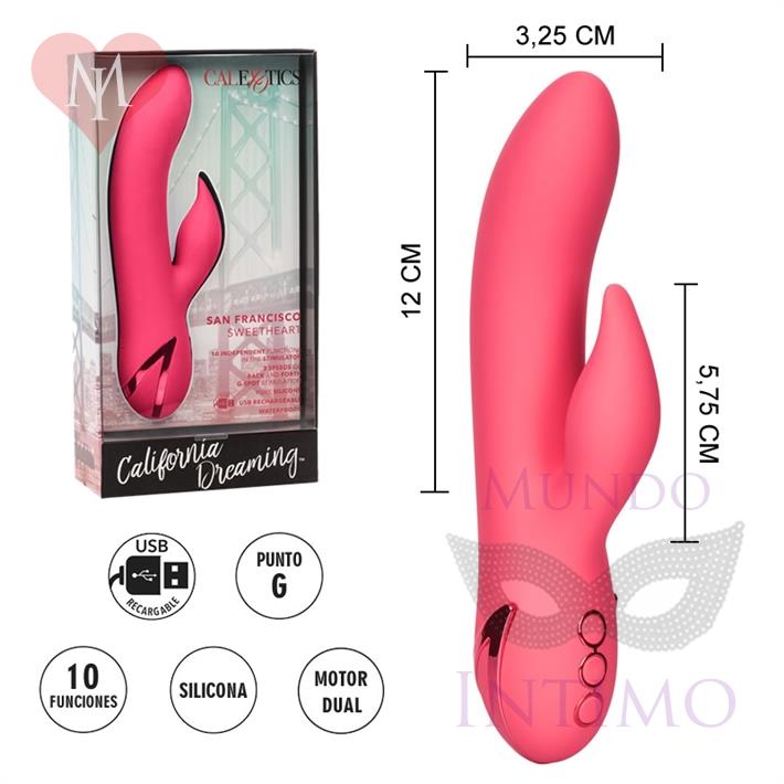  California Dreaming Vibrador con estimulador de clitoris y carga USB 