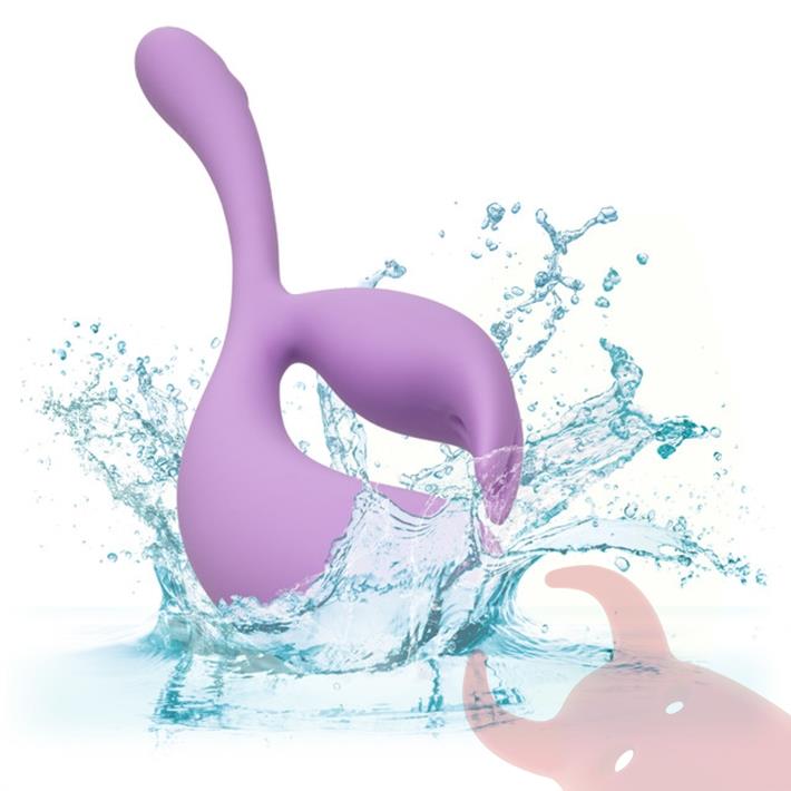 Elle estimulador de punto G con vibrador de clitoris de silicona liquida
