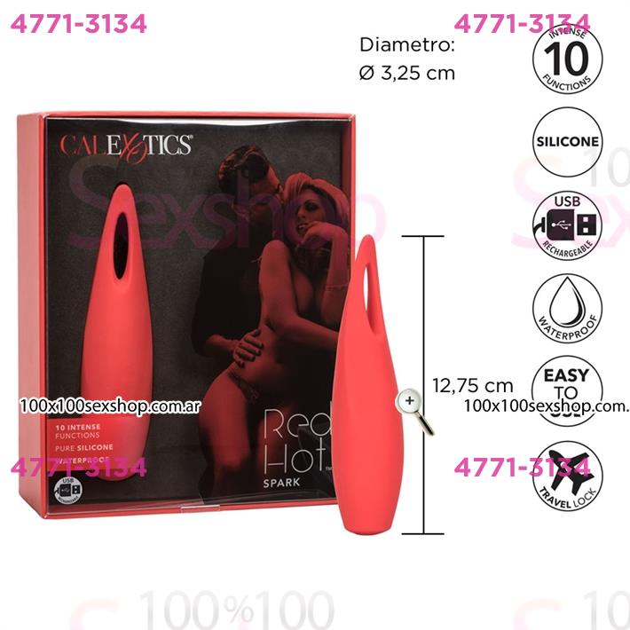 Cód: CA SS-CA-4408-10-3 - Masajeador red hot spark con 10 velocidades y carga USB - $ 51500